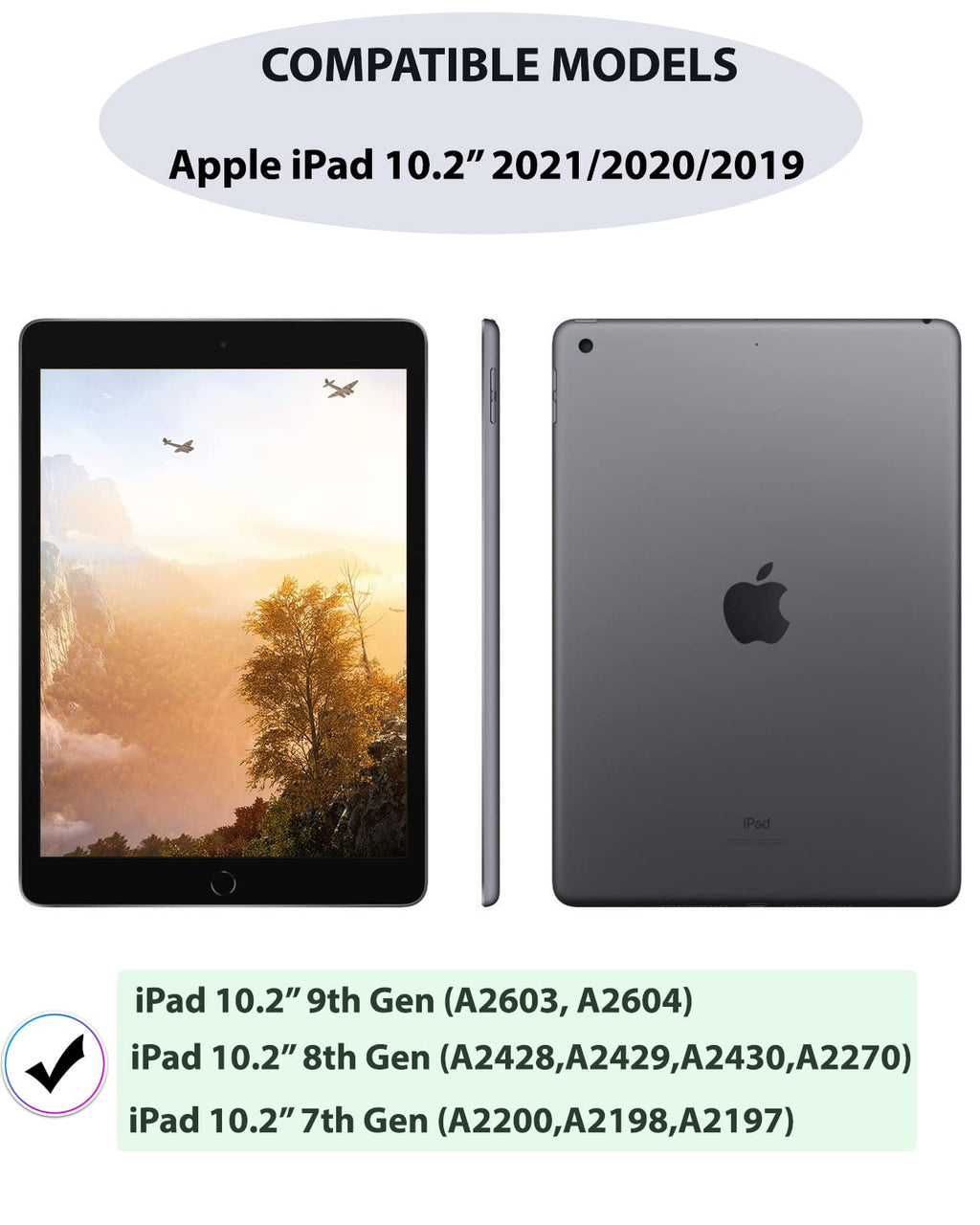 PURE HITECH Silicone Gel Bumper Case for Apple iPad 10.2" 2019/2020/2021 (7th/8th/9th) Generations - Slim Back Shell Soft Transparent Cover