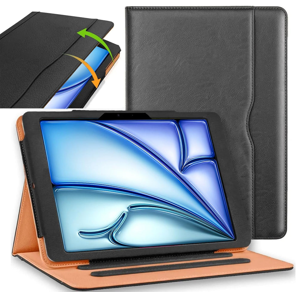 Premium Leather Case Compatible with iPad Air 11 Inch, 6th/5th/4th Generation, Black