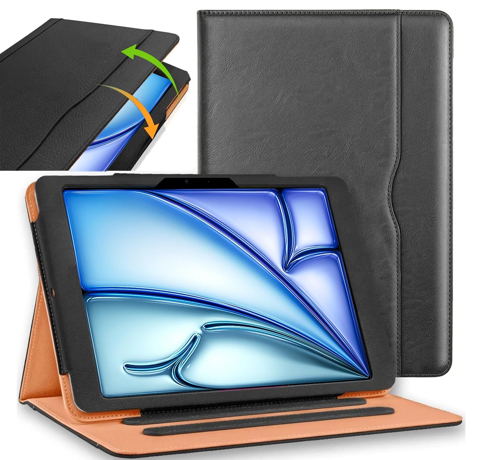 Premium Leather Case Compatible with iPad Air 11 Inch, 6th/5th/4th Generation, Black