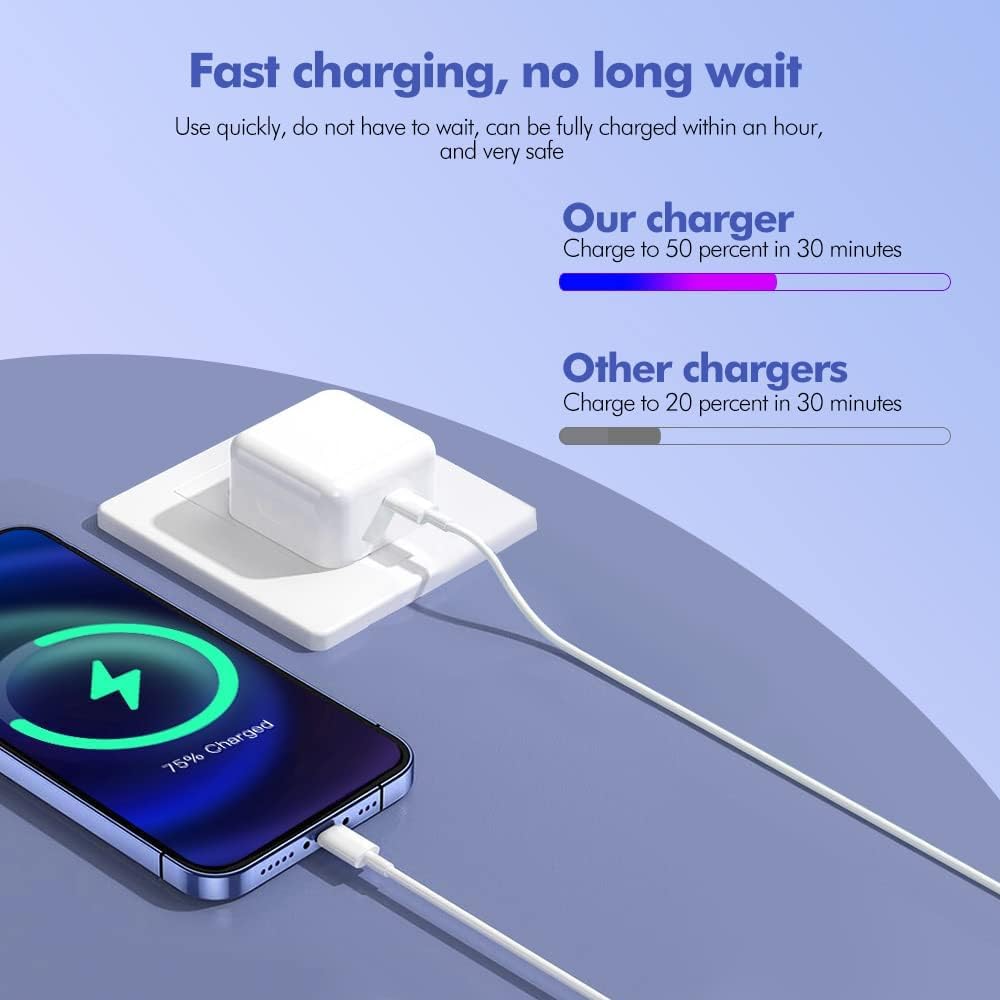 DV 20W USB C Fast Charger With Cable Compatible with iPhone 15 14/14 Plus/14 Pro/14 Pro Max/13 12 11 X XR XS SE 8 7 6 6S Mini, Pad Pro, USBC PD Charging Plug UK Type C Power Adapter and 3.2FT Cord