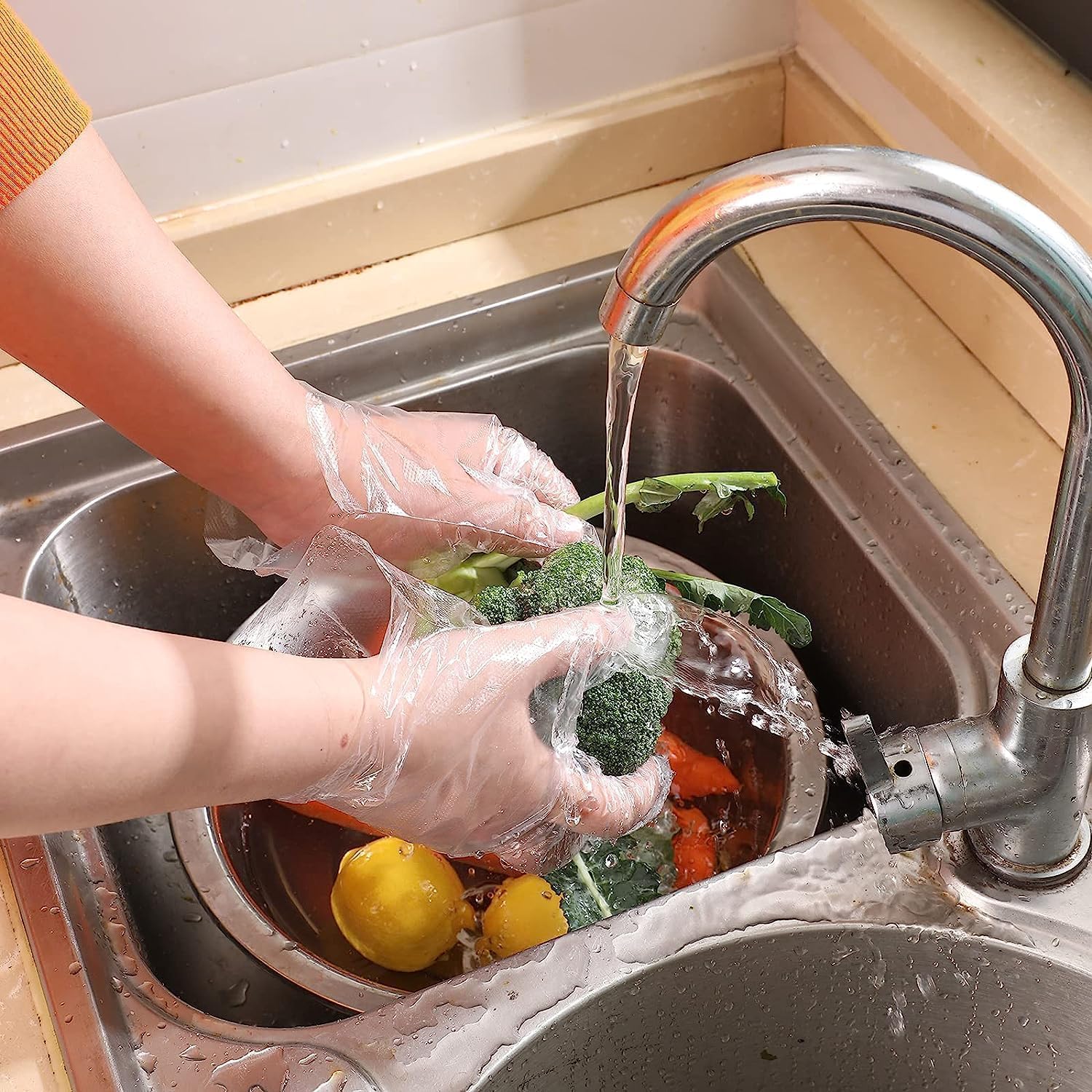 Disposable Gloves Plastic Gloves 10,000 Counts for Cooking Food Prep Gloves Clear Food Service Gloves Safe Kitchen Gloves for Food Handling Household Cleaning Party Celebration| 100 Pack