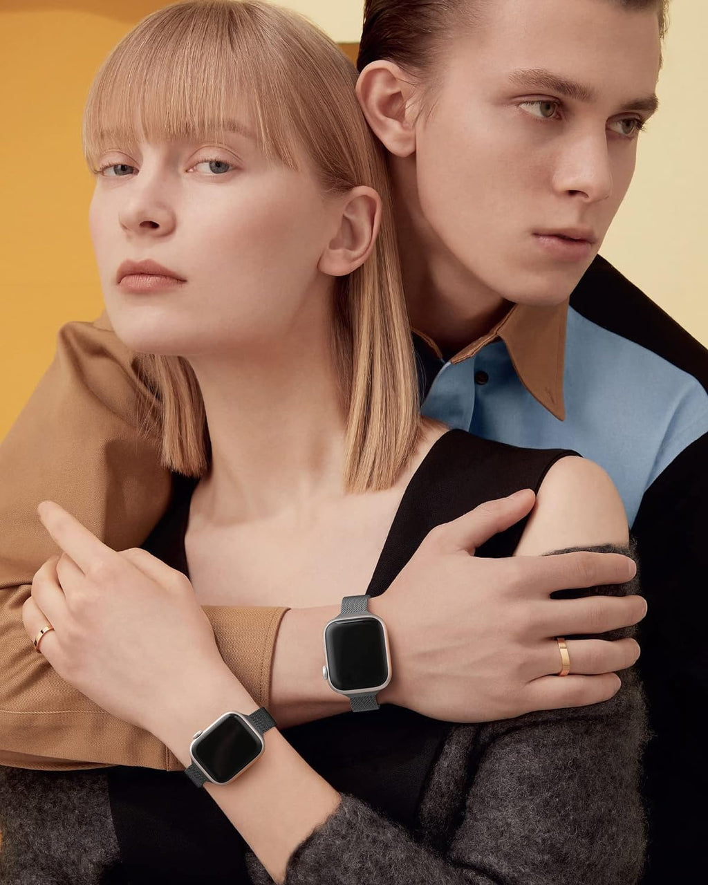 DV Milanese Strap Compatible with Apple Watch Straps 45mm 44mm 42mm Women Men, Magnetic Adjustable Band for iWatch Series 8 7 6 5 4 3 2 1 SE, Fashion Metal Strap for Smart iWatch (Charcoal)