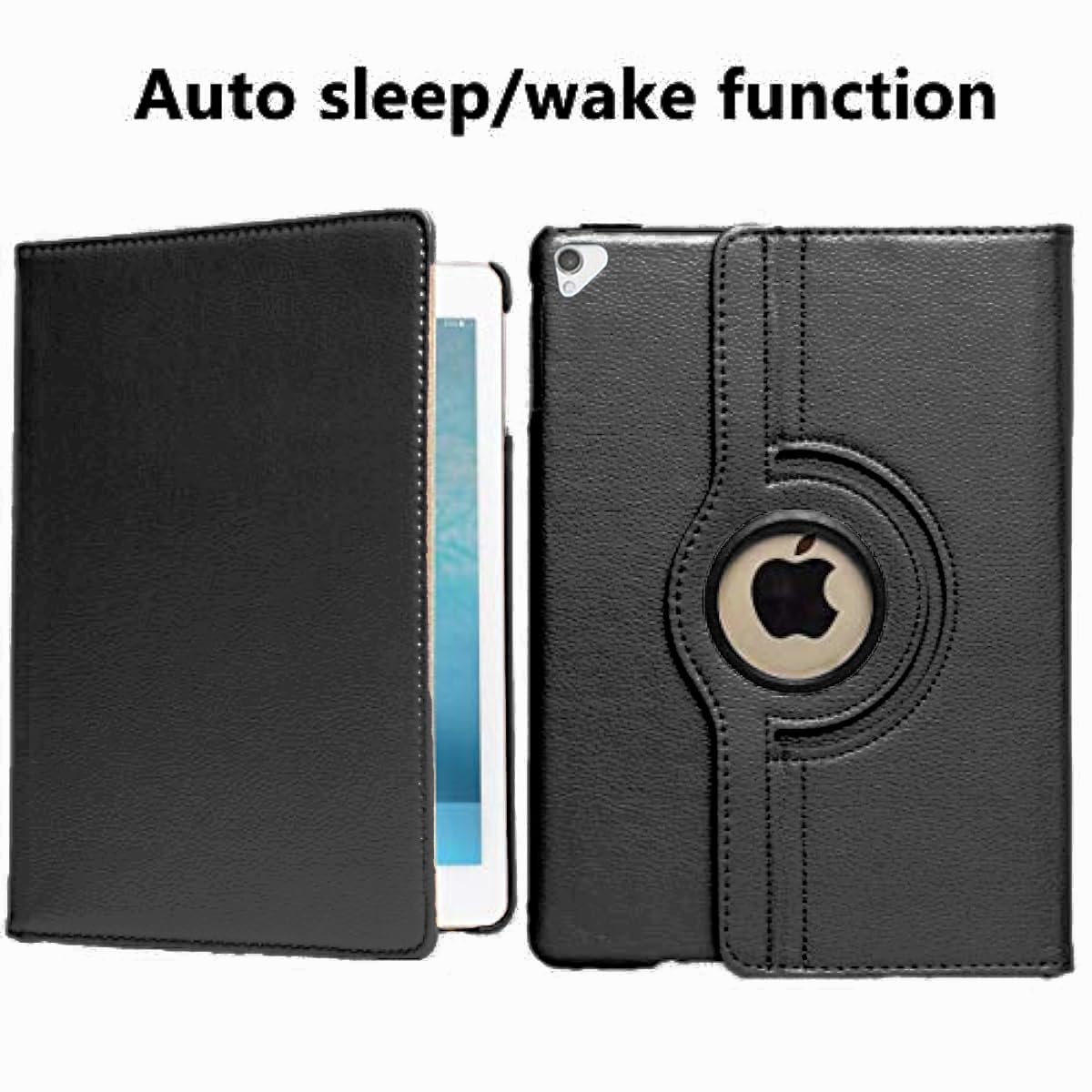 Case Compatible with Apple iPad Pro 12.9" (1st & 2nd Generation, 2015 & 2017 Model) Shockproof PU Leather Book Style Flip Folio 360° Rotating Protection Cover With Auto Wake/Sleep