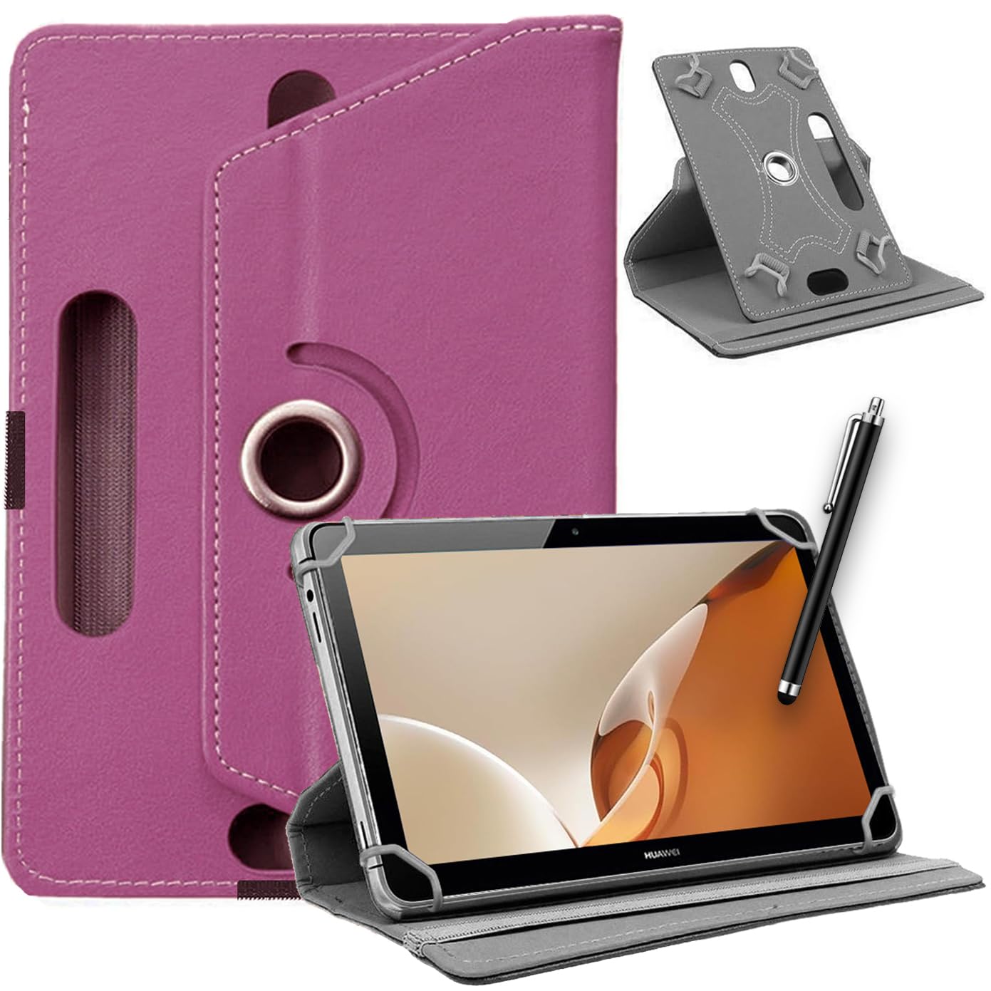SU 10 inch Tablet Case - Universal Stand Case Folio Cover Magic Leather 360° Rotating Case Fits for ALL 10 Inch & 10.1in Inch Tablets + Stylus Pen