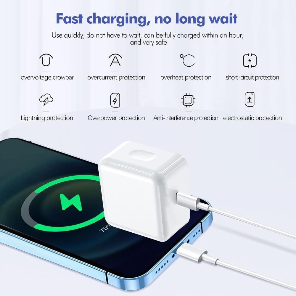 DV 20W USB C Fast Charger With Cable Compatible with iPhone 15 14/14 Plus/14 Pro/14 Pro Max/13 12 11 X XR XS SE 8 7 6 6S Mini, Pad Pro, USBC PD Charging Plug UK Type C Power Adapter and 3.2FT Cord