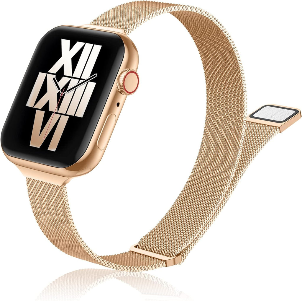 DV Milanese Strap Compatible with Apple Watch Straps 41mm 40mm 38mm Women Men, Dual Magnetic Adjustable Band for iWatch Series 8 7 6 5 4 3 2 1 SE, Fashion Metal Strap for Smart iWatch