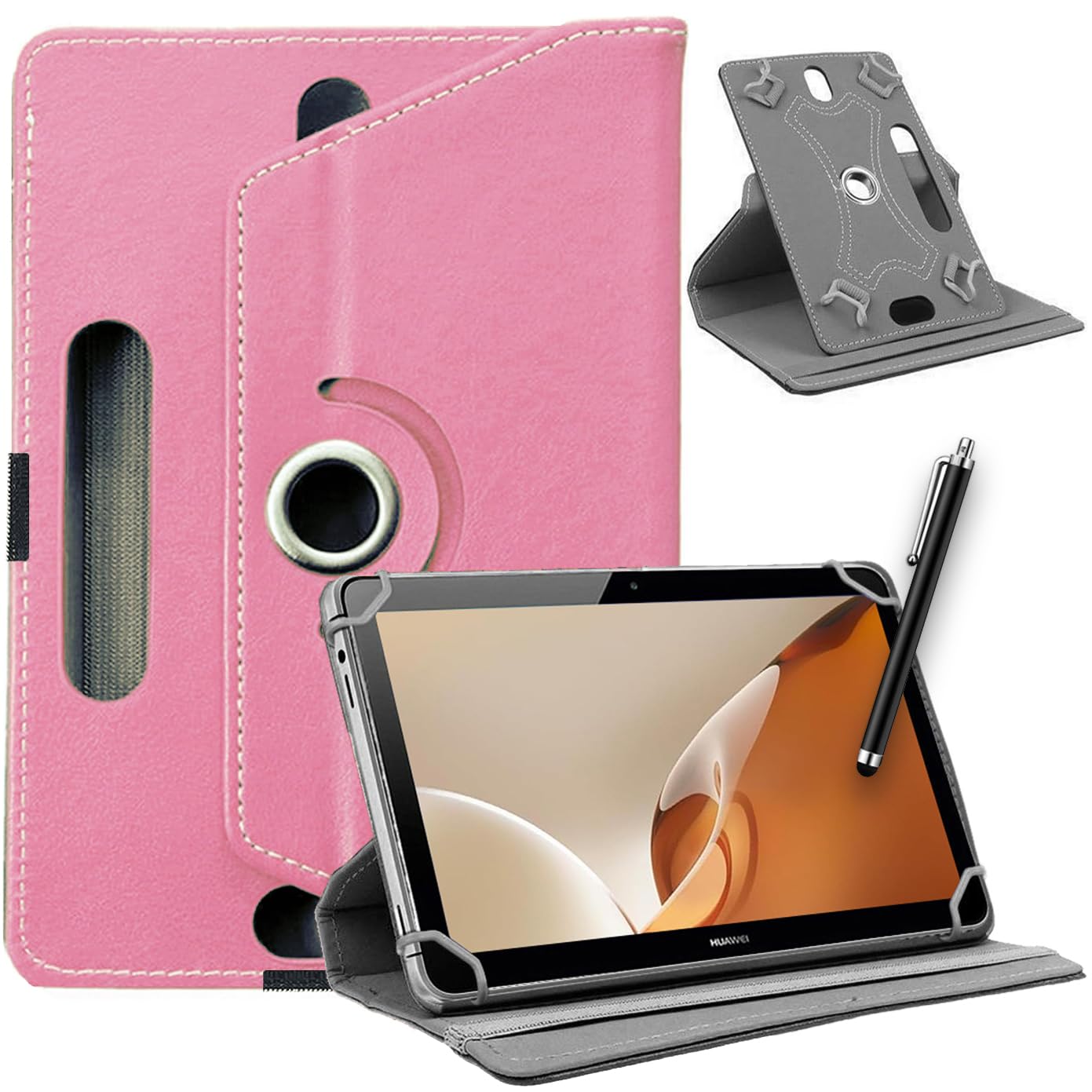 SU 10 inch Tablet Case - Universal Stand Case Folio Cover Magic Leather 360° Rotating Case Fits for ALL 10 Inch & 10.1in Inch Tablets + Stylus Pen