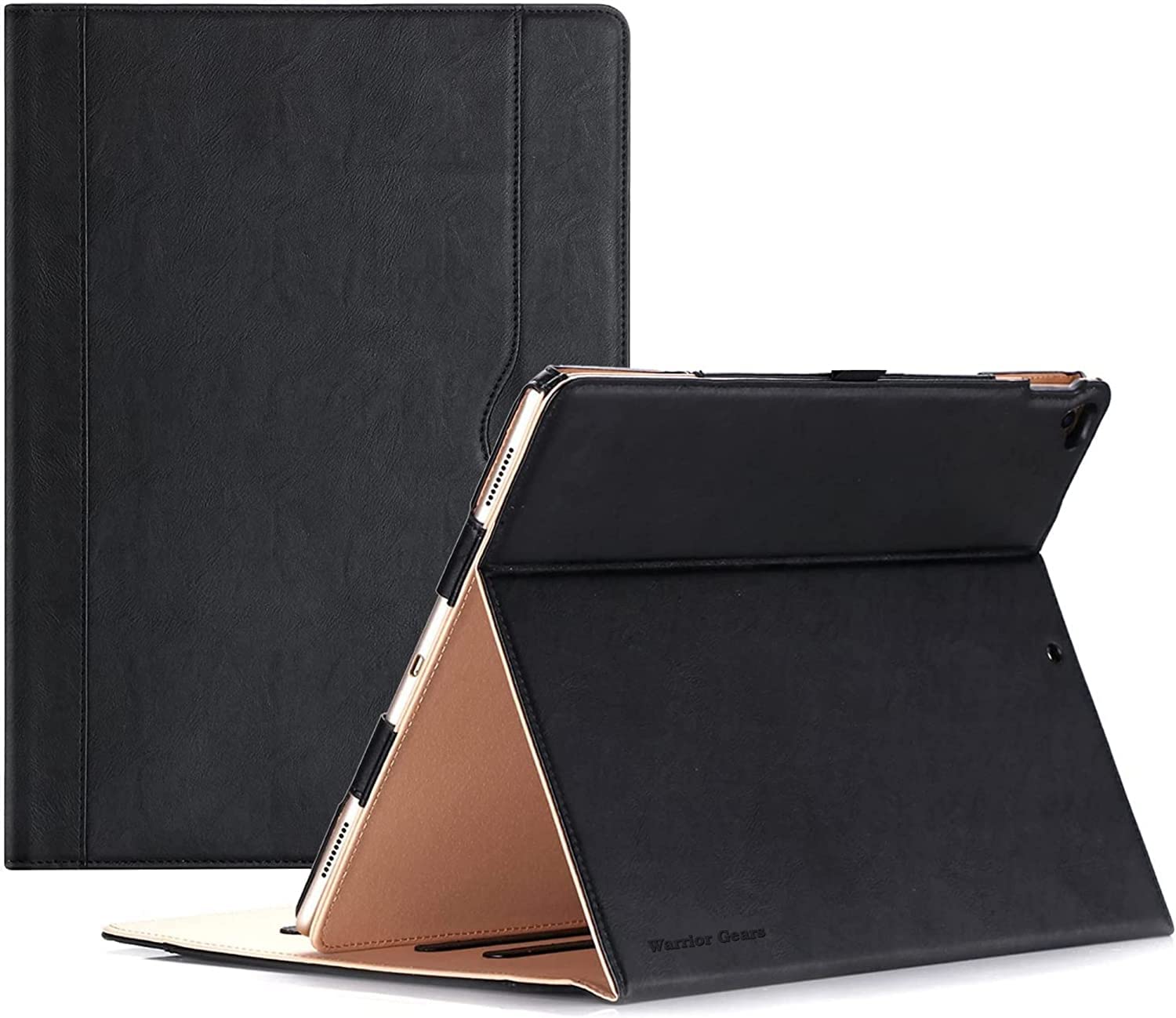 Dv-Case New Black & Tan Apple iPad 10.2”- 7th Gen 2019 / 8th Gen 2020 9th Gen 2021 iPad Air 3 iPad Pro 10.5 Case Leather Case-with Built-in magnet for Sleep & Awake Feature -PU Leather Case