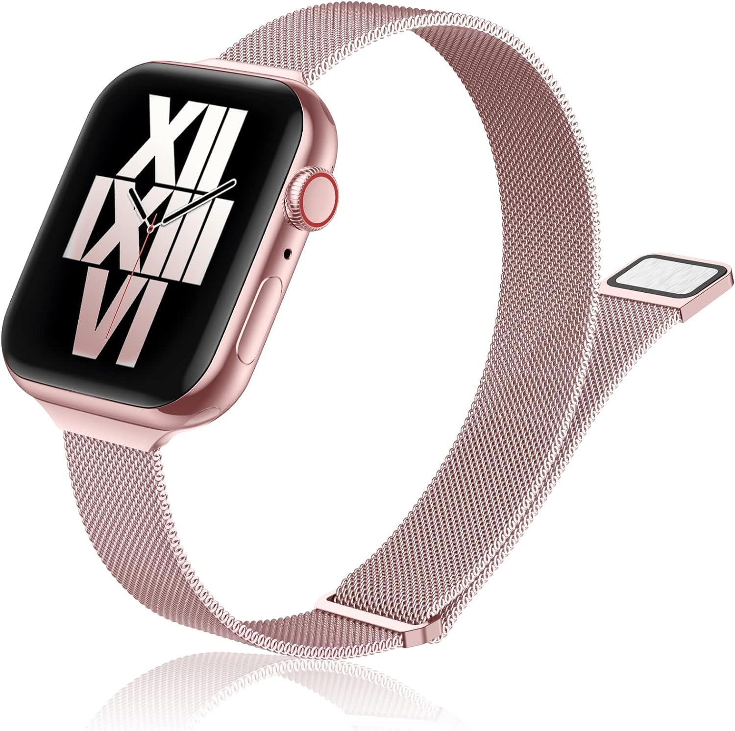 DV Milanese Strap Compatible with Apple Watch Straps 45mm 44mm 42mm Women Men, Magnetic Adjustable Band for iWatch Series 8 7 6 5 4 3 2 1 SE, Fashion Metal Strap for Smart iWatch (Rose Gold)