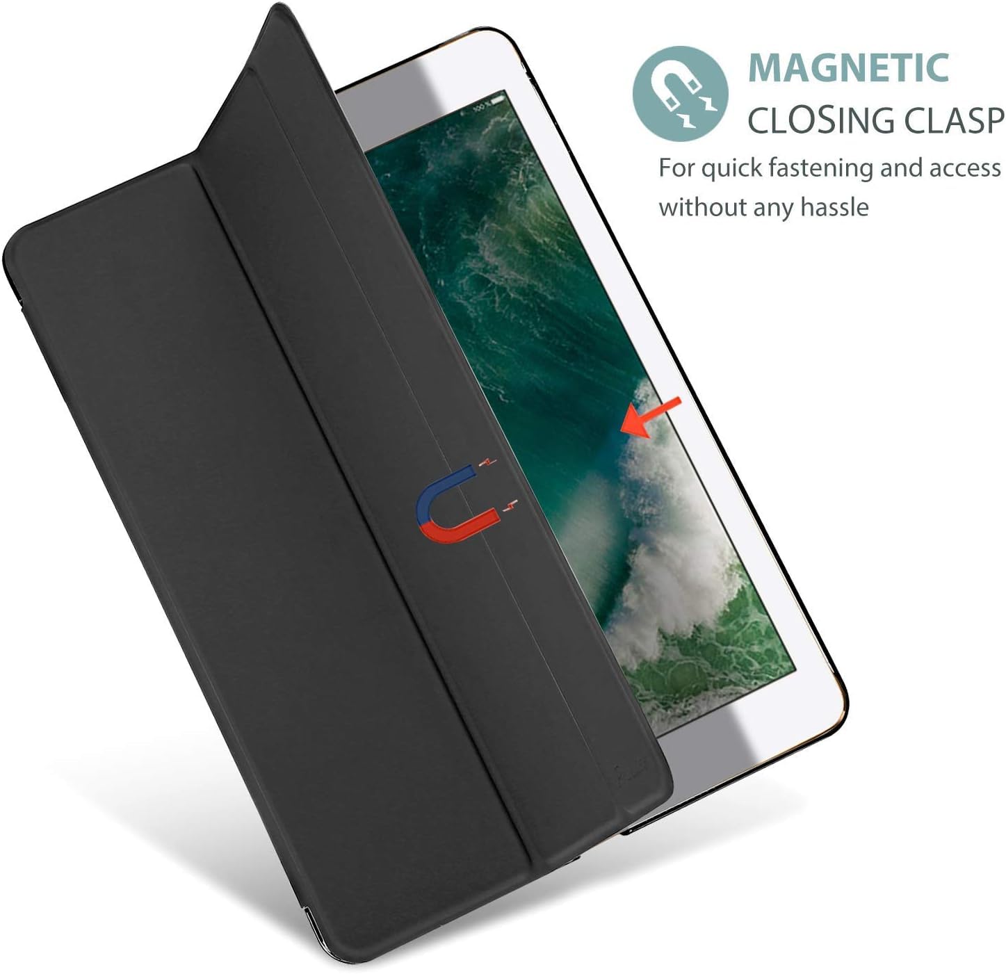 SU Case for iPad Pro 12.9 Case 2nd Generation 2017/1st Generation 2015(Model: A1584 A1652 A1670 A1671 A1821), Ultra Slim Lightweight Stand Smart Case with Translucent Frosted Back Cover