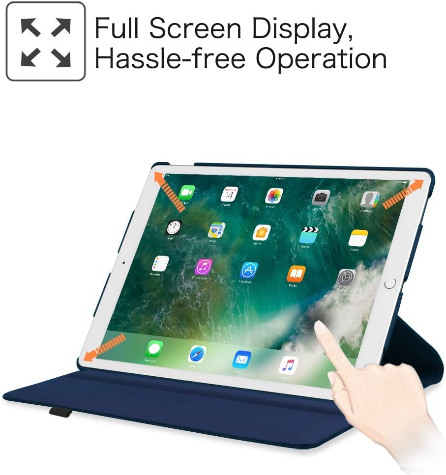 DV Rotating Case for iPad Pro 12.9 (2nd Gen) 2017 / iPad Pro 12.9 (1st Gen) 2015-360 Degree Rotating Stand Case with Smart Protective Cover Auto Sleep/Wake