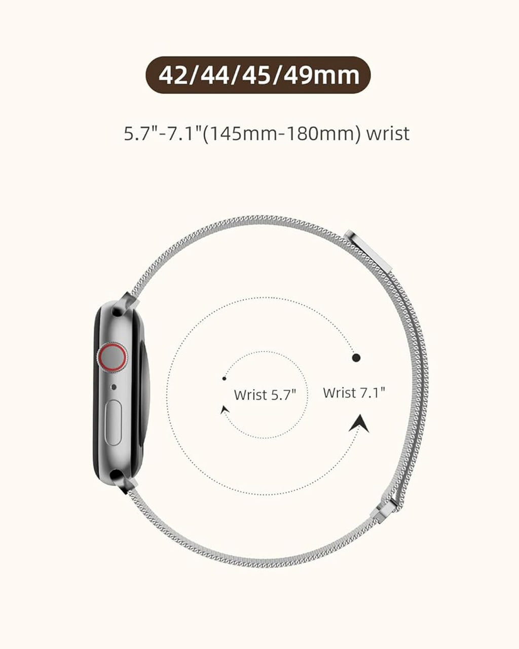 DV Milanese Strap Compatible with Apple Watch Straps 45mm 44mm 42mm Women Men, Magnetic Adjustable Band for iWatch Series 8 7 6 5 4 3 2 1 SE, Fashion Metal Strap for Smart iWatch (Silver)