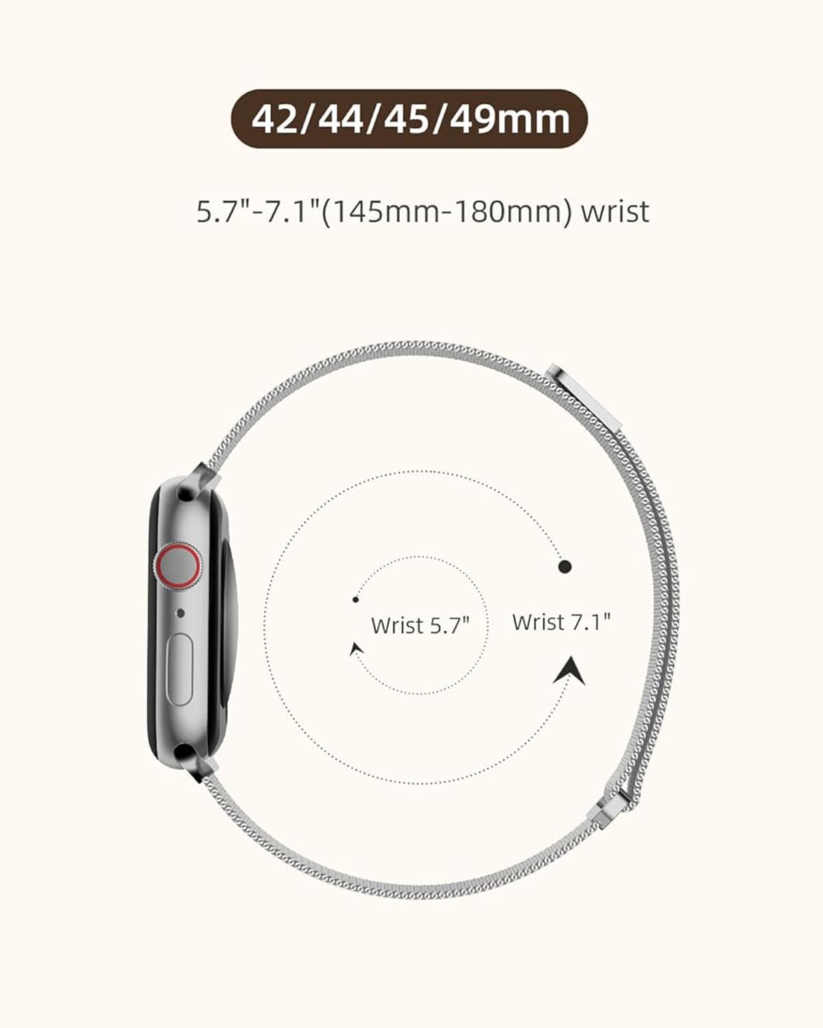 DV Milanese Strap Compatible with Apple Watch Straps 45mm 44mm 42mm Women Men, Magnetic Adjustable Band for iWatch Series 8 7 6 5 4 3 2 1 SE, Fashion Metal Strap for Smart iWatch (Silver)