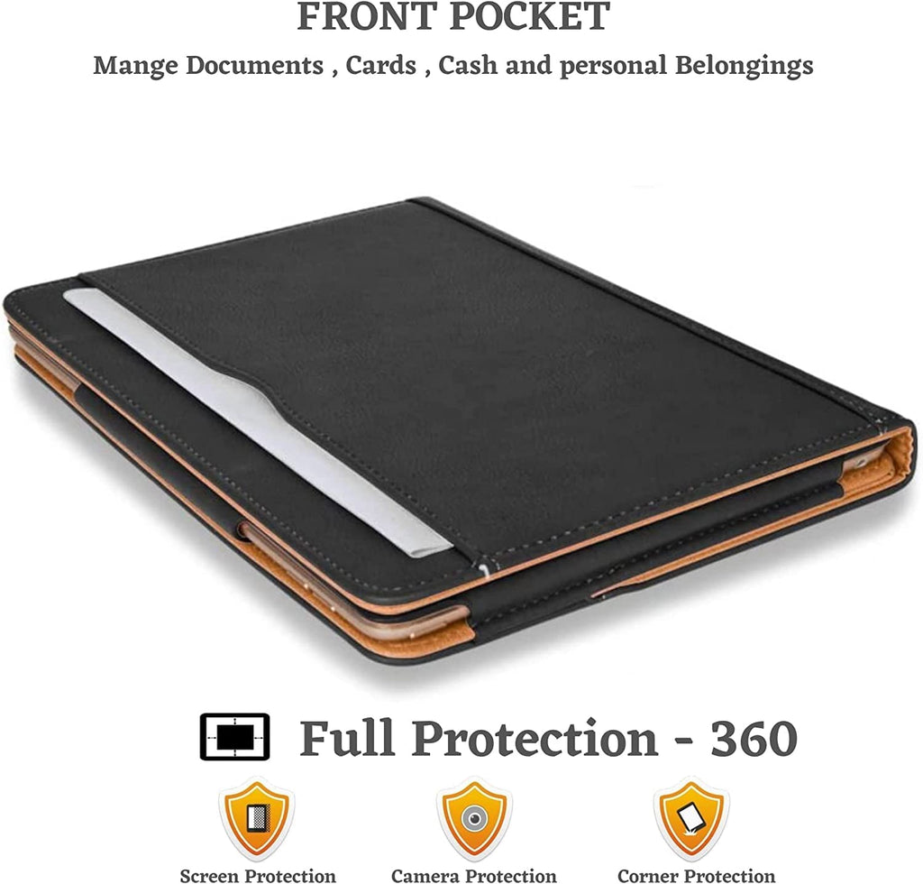 Dv-Case New Black & Tan Apple iPad 10.2”- 7th Gen 2019 / 8th Gen 2020 9th Gen 2021 iPad Air 3 iPad Pro 10.5 Case Leather Case-with Built-in magnet for Sleep & Awake Feature -PU Leather Case