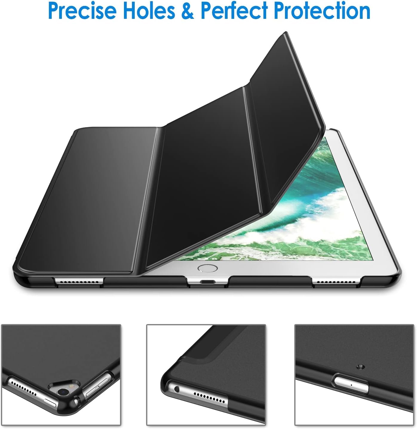 SU Case for iPad Pro 12.9 Case 2nd Generation 2017/1st Generation 2015(Model: A1584 A1652 A1670 A1671 A1821), Ultra Slim Lightweight Stand Smart Case with Translucent Frosted Back Cover