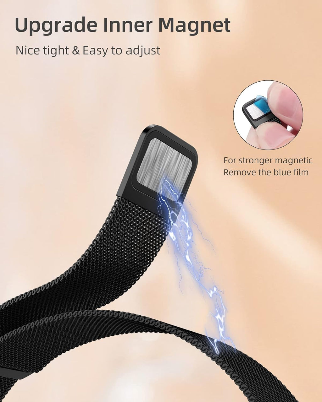 DV Milanese Strap Compatible with Apple Watch Straps 41mm 40mm 38mm Women Men, Dual Magnetic Adjustable Band for iWatch Series 8 7 6 5 4 3 2 1 SE, Fashion Metal Strap for Smart iWatch