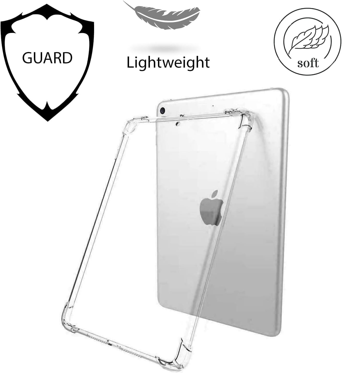 (DV) Silicone Gel Bumper Case for Apple iPad 10.2" 2019/2020/2021 (7th/8th/9th) Generations - Slim Back Shell Soft Transparent Cover