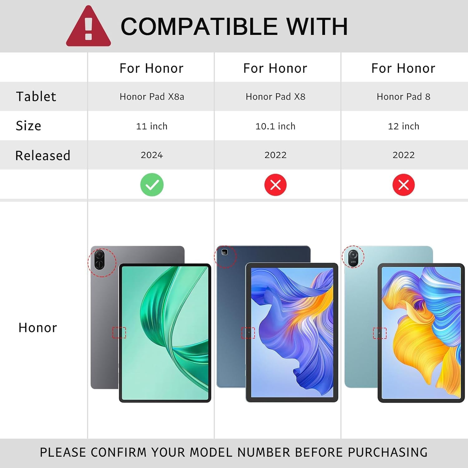 Protective Case for HUAWEI Honor Pad X8A,Tablet, Folding PU Leather Cover