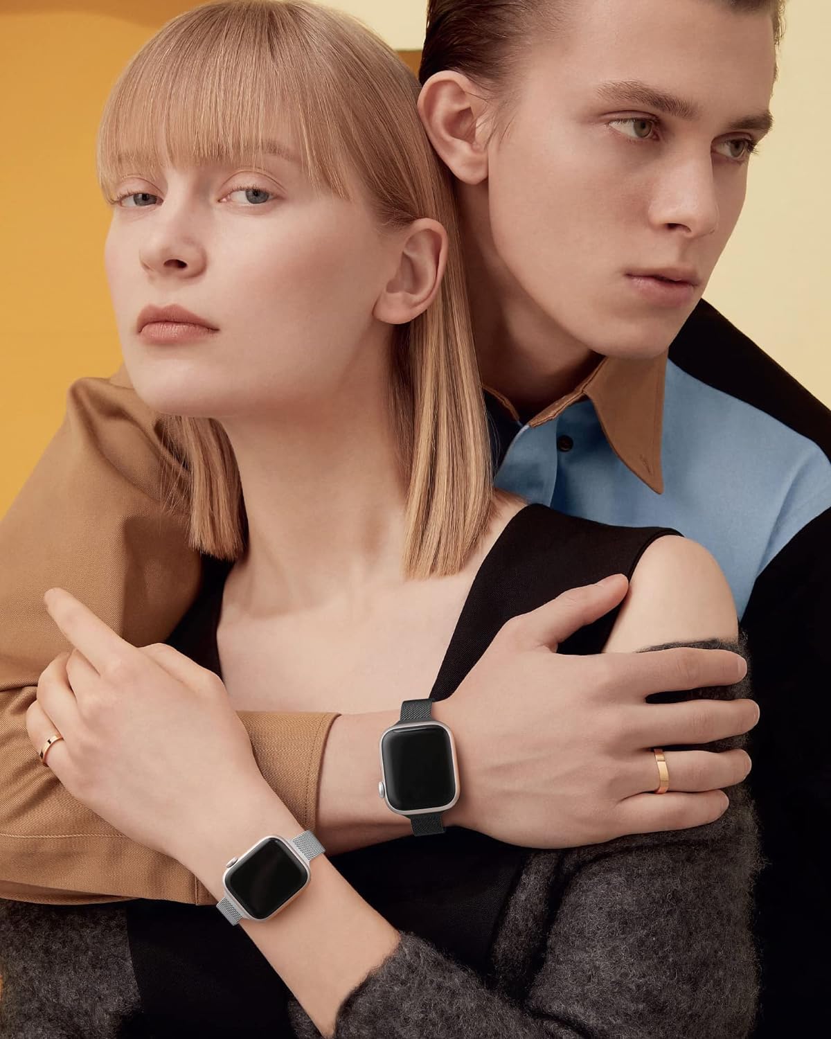 DV Milanese Strap Compatible with Apple Watch Straps 41mm 40mm 38mm Women Men, Dual Magnetic Adjustable Band for iWatch Series 8 7 6 5 4 3 2 1 SE, Fashion Metal Strap for Smart iWatch