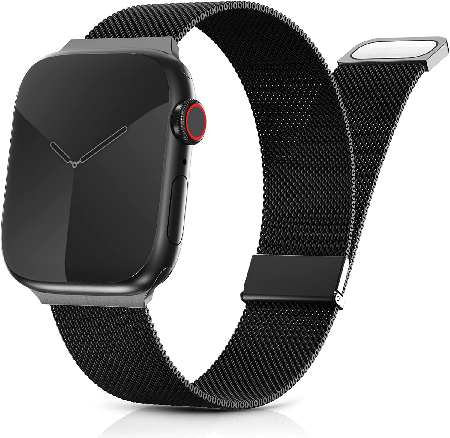 DV Compatible with/Replacement for” strap for Apple iWatch45mm 44mm 42mm Women Men, Magnetic Adjustable Band for iWatch Series 8 7 6 5 4 3 2 1 SE, Fashion Metal Strap for Smart iWatch (Red)