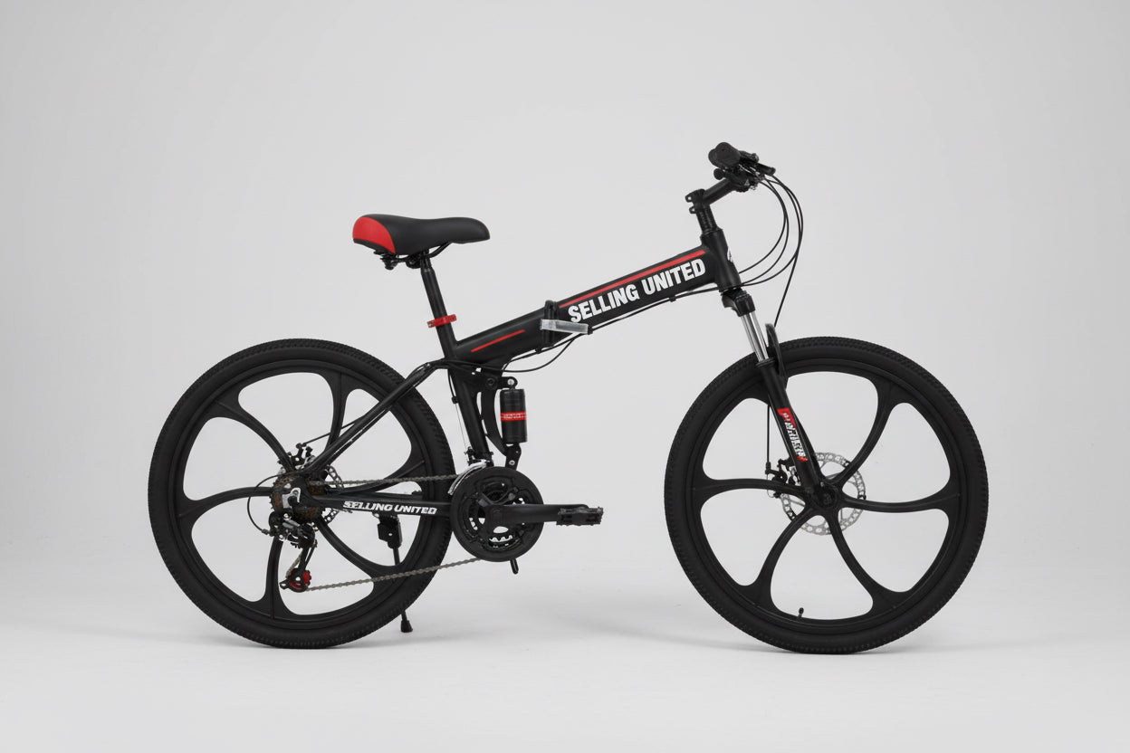 selling united 26inch Foldable Mountain Bike Dual Suspension Hardtail Bicycle Men Women Mountain Bike 21 Speed Drivetrain Lightweight Frame Sport Cycling Bike for Adult