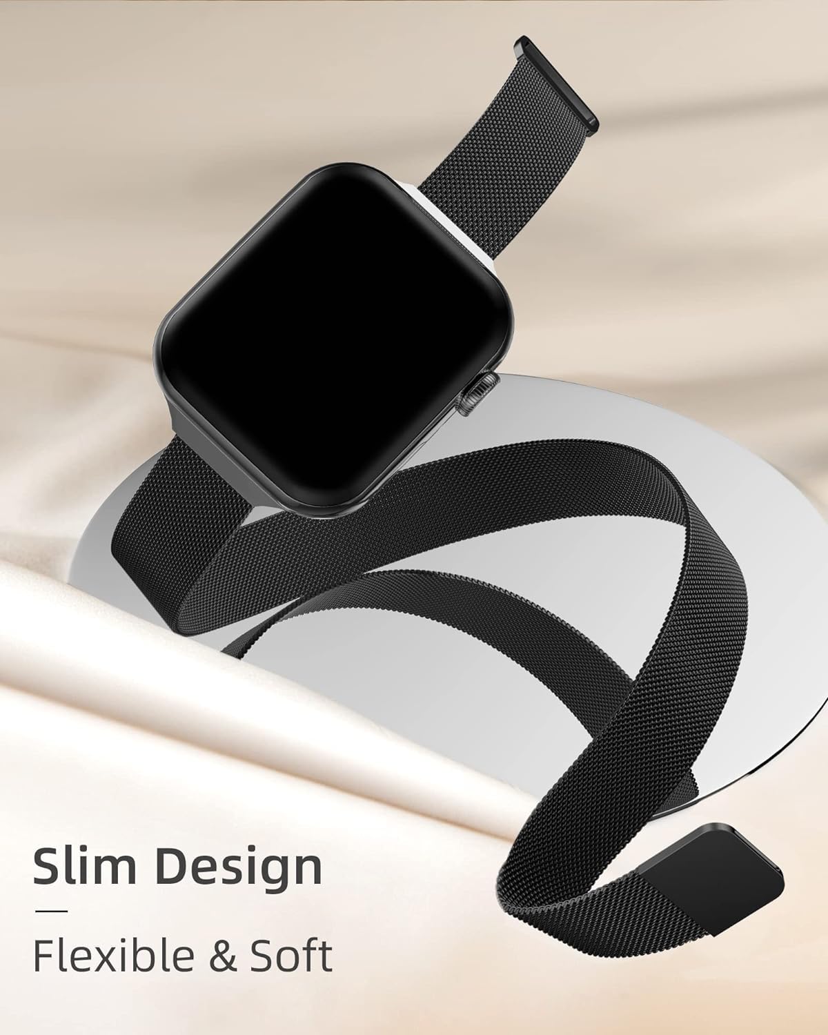 DV Milanese Strap Compatible with Apple Watch Straps 41mm 40mm 38mm Women Men, Dual Magnetic Adjustable Band for iWatch Series 8 7 6 5 4 3 2 1 SE, Fashion Metal Strap for Smart iWatch