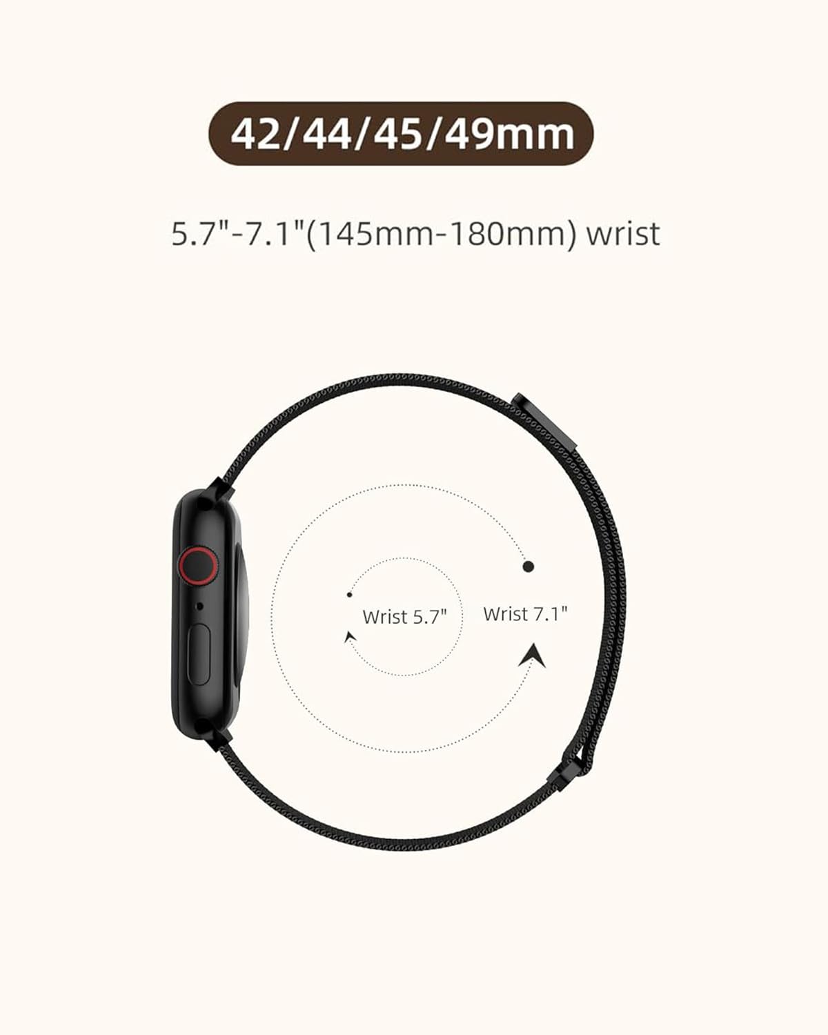 DV Milanese Strap Compatible with Apple Watch Straps 45mm 44mm 42mm Women Men, Magnetic Adjustable Band for iWatch Series 8 7 6 5 4 3 2 1 SE, Fashion Metal Strap for Smart iWatch (Black)