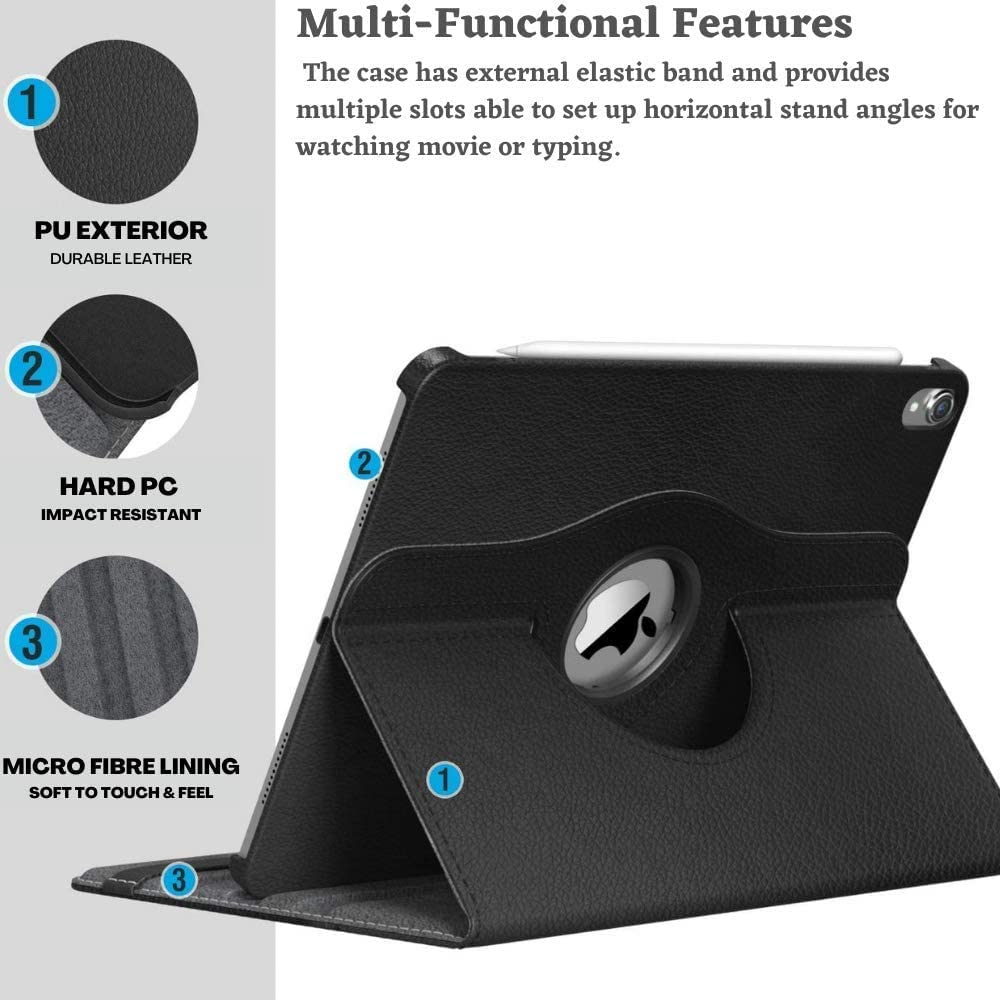 For iPad Pro 12.9 Case 4th 5th 6th Generation (2021/2020/2022 Model) 360 Leather Wallet Rotating Durable Protective Cover