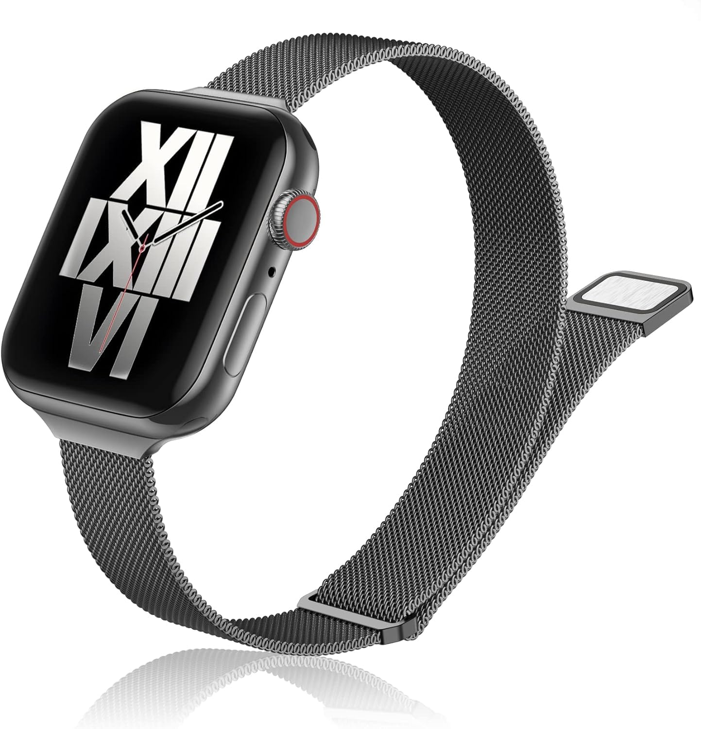 DV Milanese Strap Compatible with Apple Watch Straps 45mm 44mm 42mm Women Men, Magnetic Adjustable Band for iWatch Series 8 7 6 5 4 3 2 1 SE, Fashion Metal Strap for Smart iWatch (Charcoal)