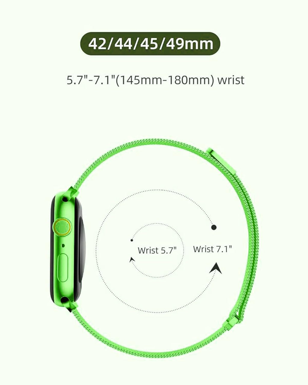 DV Milanese Strap Compatible with Apple Watch Straps 45mm 44mm 42mm Women Men, Magnetic Adjustable Band for iWatch Series 8 7 6 5 4 3 2 1 SE, Fashion Metal Strap for Smart iWatch (Green)