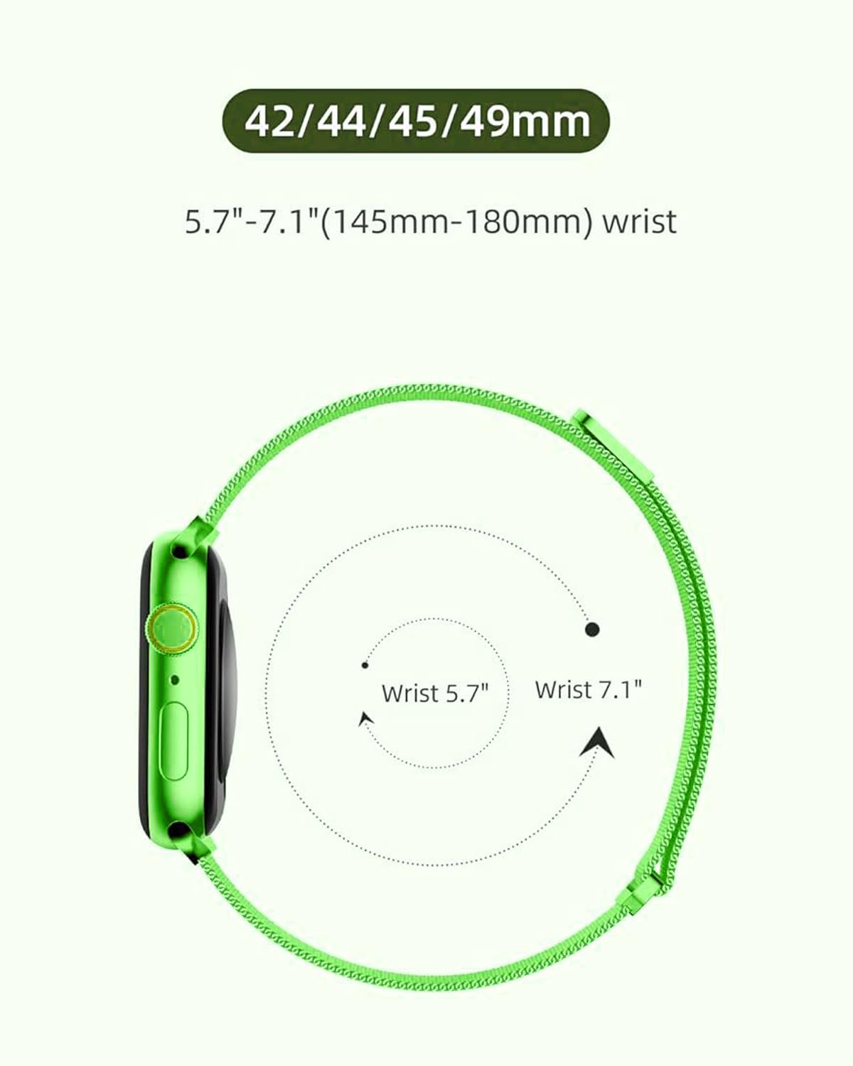 DV Milanese Strap Compatible with Apple Watch Straps 45mm 44mm 42mm Women Men, Magnetic Adjustable Band for iWatch Series 8 7 6 5 4 3 2 1 SE, Fashion Metal Strap for Smart iWatch (Green)