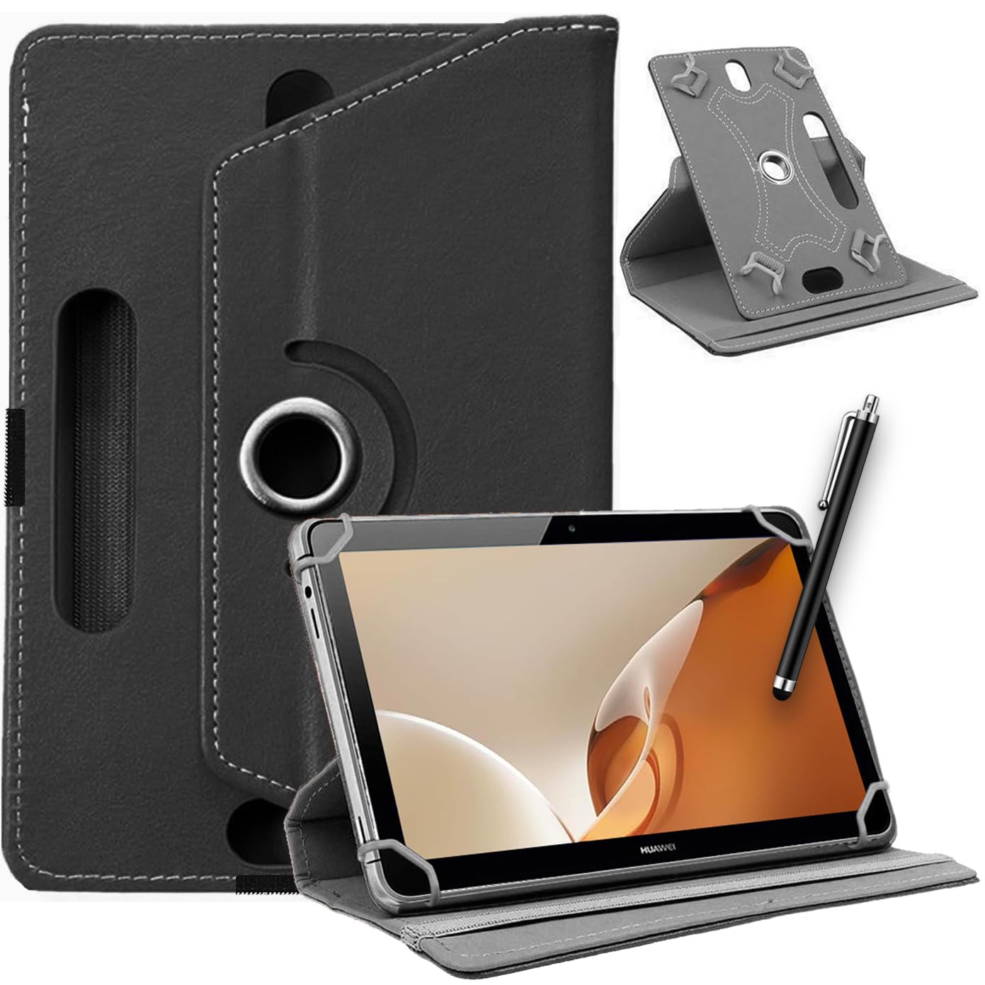 SU 10 inch Tablet Case - Universal Stand Case Folio Cover Magic Leather 360° Rotating Case Fits for ALL 10 Inch & 10.1in Inch Tablets + Stylus Pen