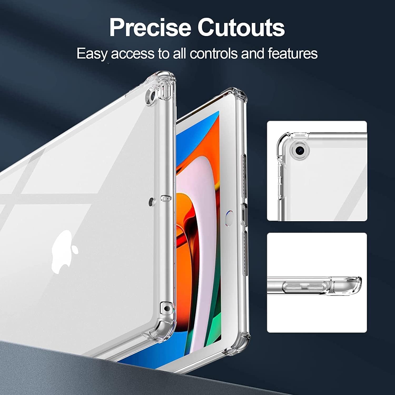 (DV) Silicone Gel Bumper Case for Apple iPad 10.2" 2019/2020/2021 (7th/8th/9th) Generations - Slim Back Shell Soft Transparent Cover