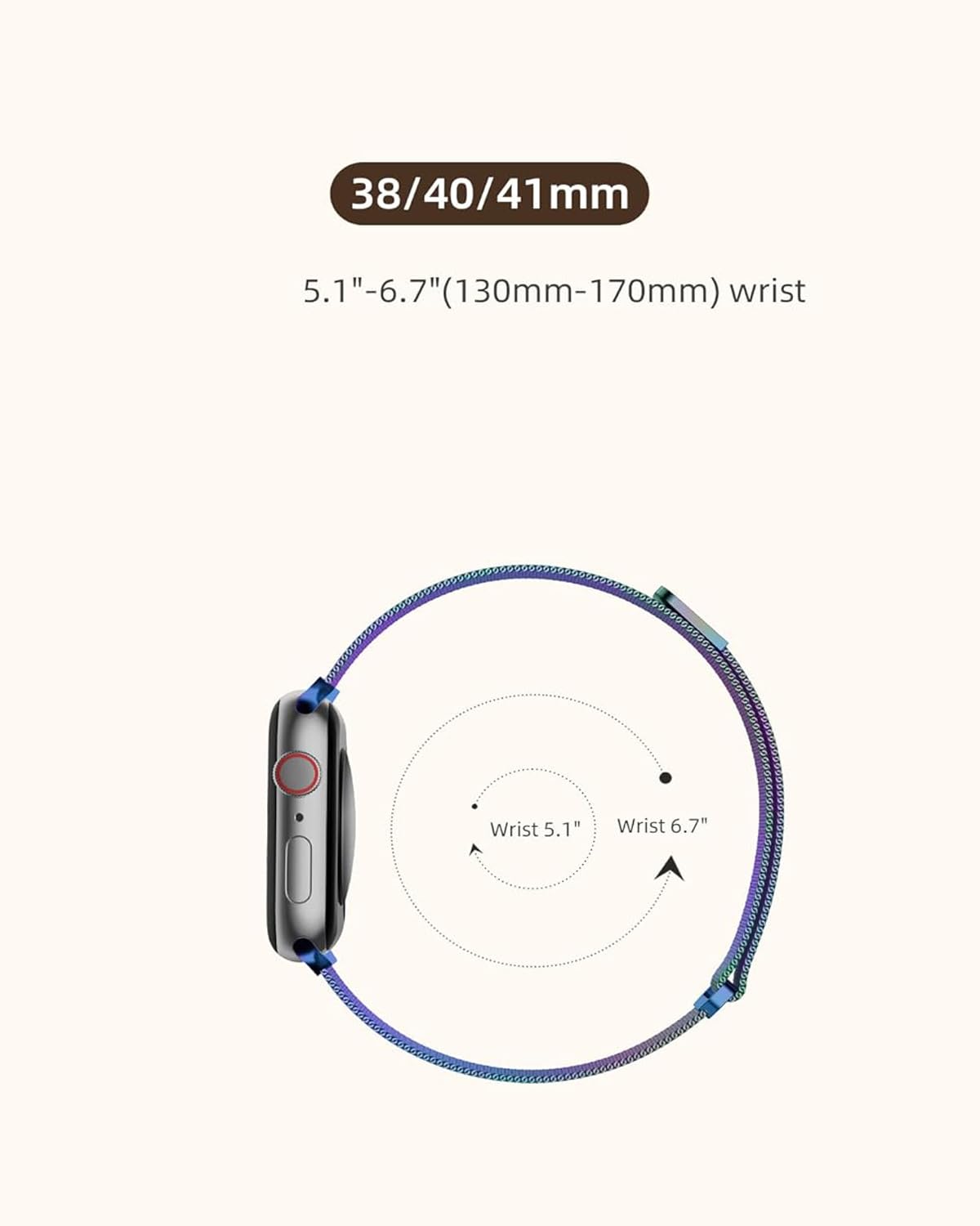 DV Milanese Strap Compatible with Apple Watch Straps 41mm 40mm 38mm Women Men, Dual Magnetic Adjustable Band for iWatch Series 8 7 6 5 4 3 2 1 SE, Fashion Metal Strap for Smart iWatch