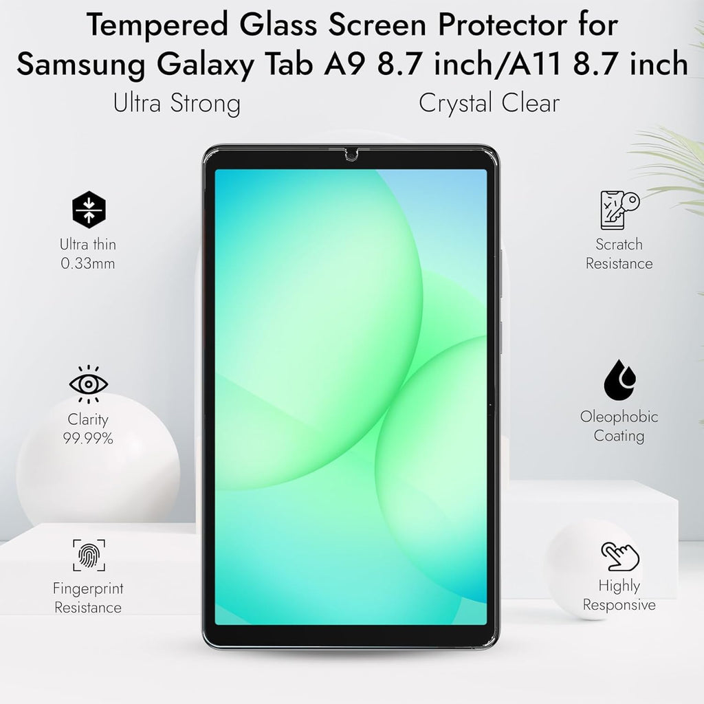 [2 Pack] Screen Protector for Samsung Tab A11 / Tab A9 8.7 inch Screen Protector Guard for Galaxy Tab A9 2023/ A11 2025 Tablet Tempered Glass with HD Clarity, Scratch Resistance and Bubble-Free