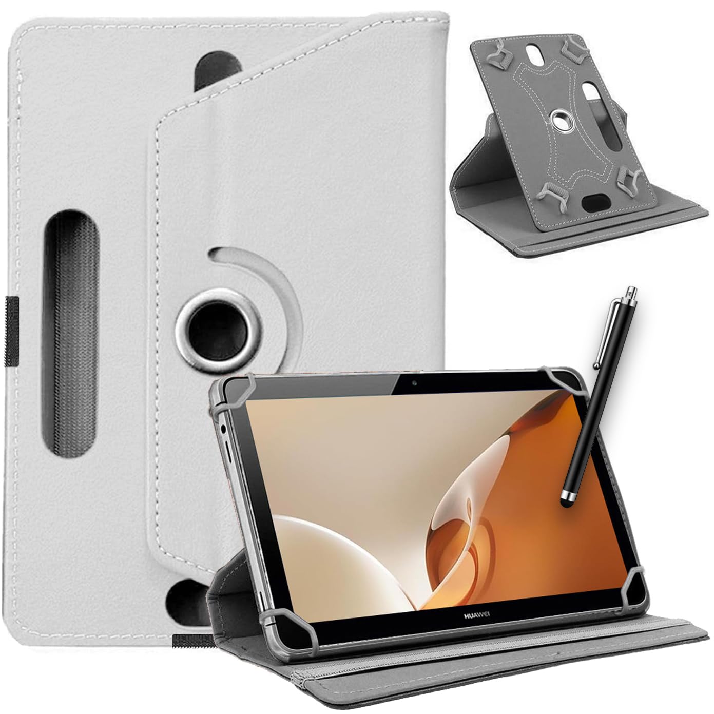 SU 10 inch Tablet Case - Universal Stand Case Folio Cover Magic Leather 360° Rotating Case Fits for ALL 10 Inch & 10.1in Inch Tablets + Stylus Pen