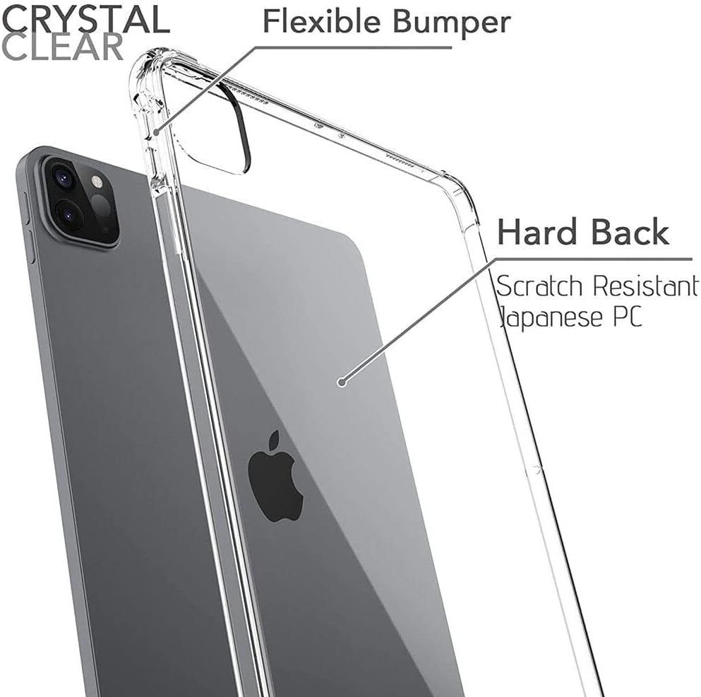 Shock Proof Bumper Gel Case For Apple iPad Pro-11 4rd Generation 2022 & Pro 11 3rd Gen 2021, Pro 11-inch 2nd Gen 2020 11” Clear Slim Transparent Protective Back Cover