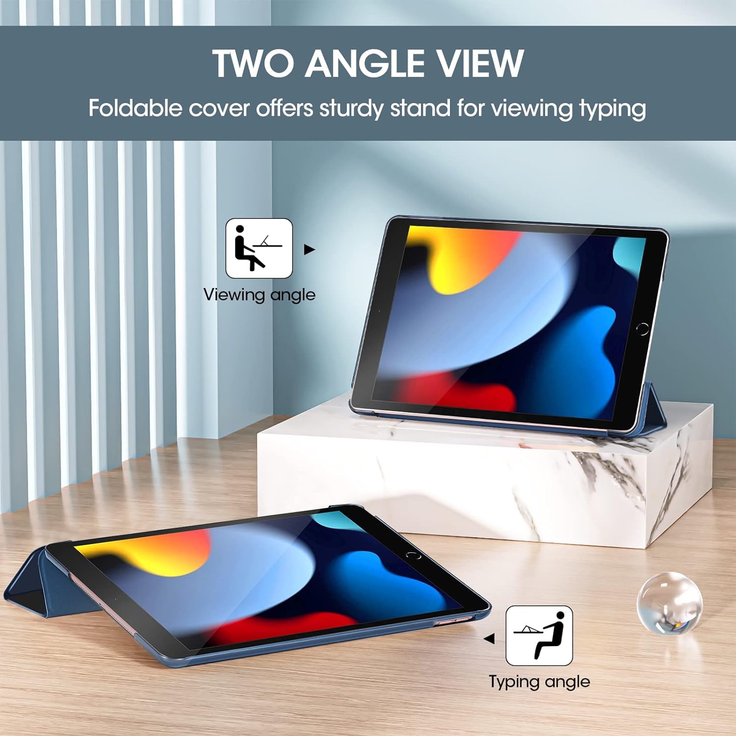 iPad 10.2 Case - Slim Hard Back Smart Cover for iPad 9th/8th/7th Generation