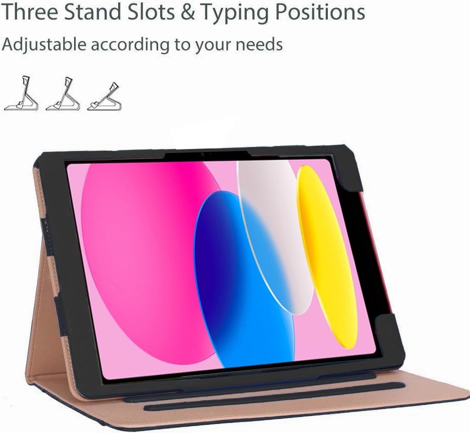 Leather Case For iPad A16 2025 11th / 10th Generation (2025/2022,11 inch/10.9 Inch) Premium Blue/Tan Leather, Magnetic Flip Stand Cover Auto Wake/Sleep