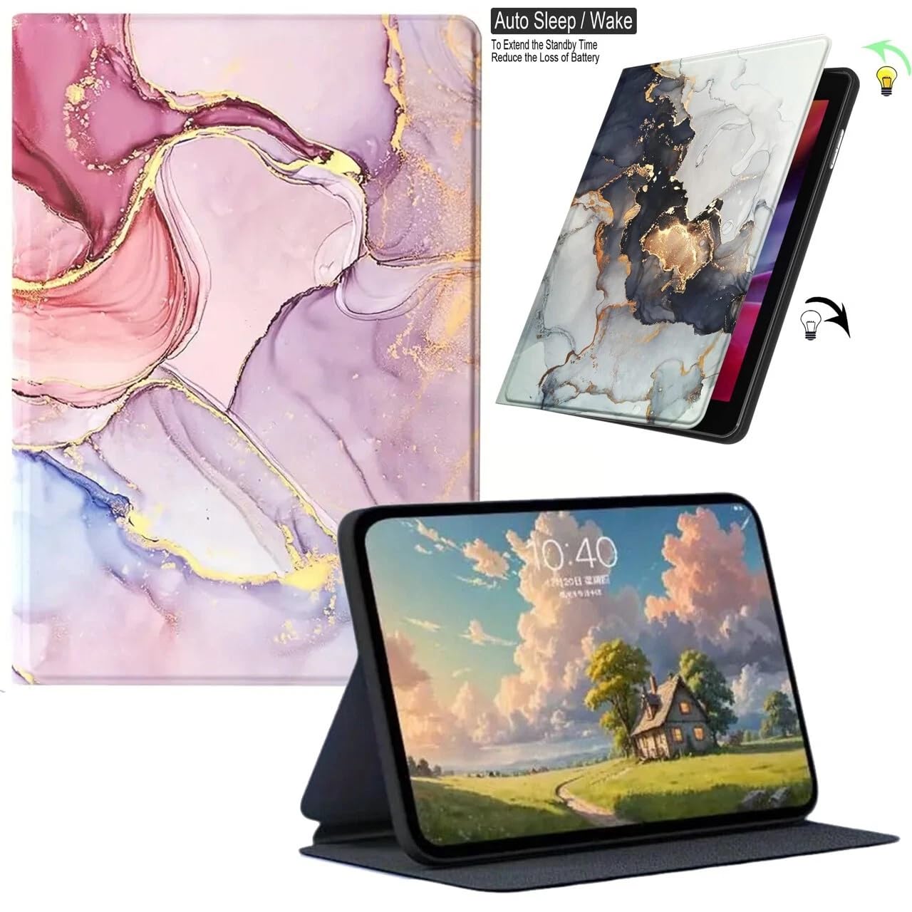 Case for iPad 11-inch (A16) 2025 and 10.9-inch 10th Gen 2022, Multi-Angle Stand Cover with Pencil Holder, Auto Sleep/Wake