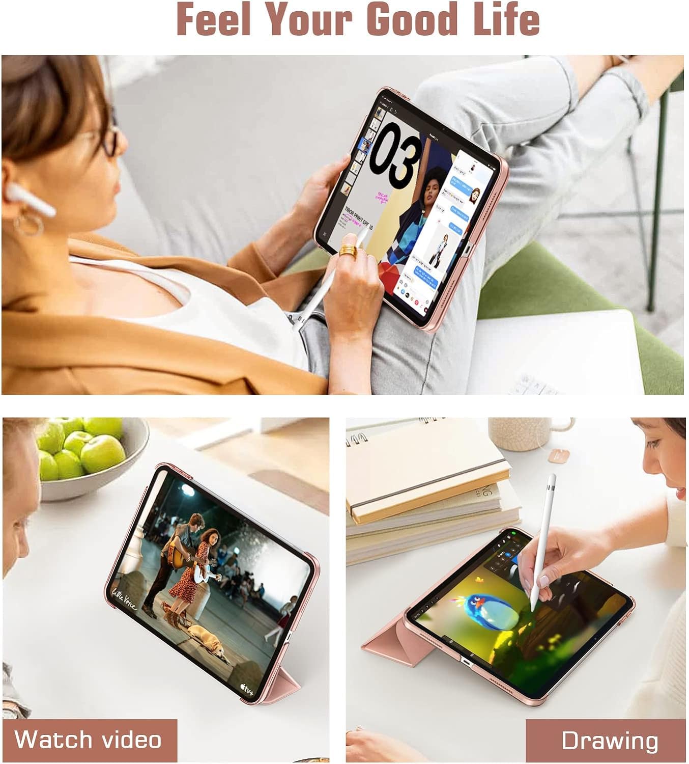 SU for A16 2025 11th / 10th Generation (2025/2022,11 inch/10.9 Inch), Slim Stand Hard PC Translucent Back Shell Smart Cover Case, Support Touch ID, Auto Wake/Sleep