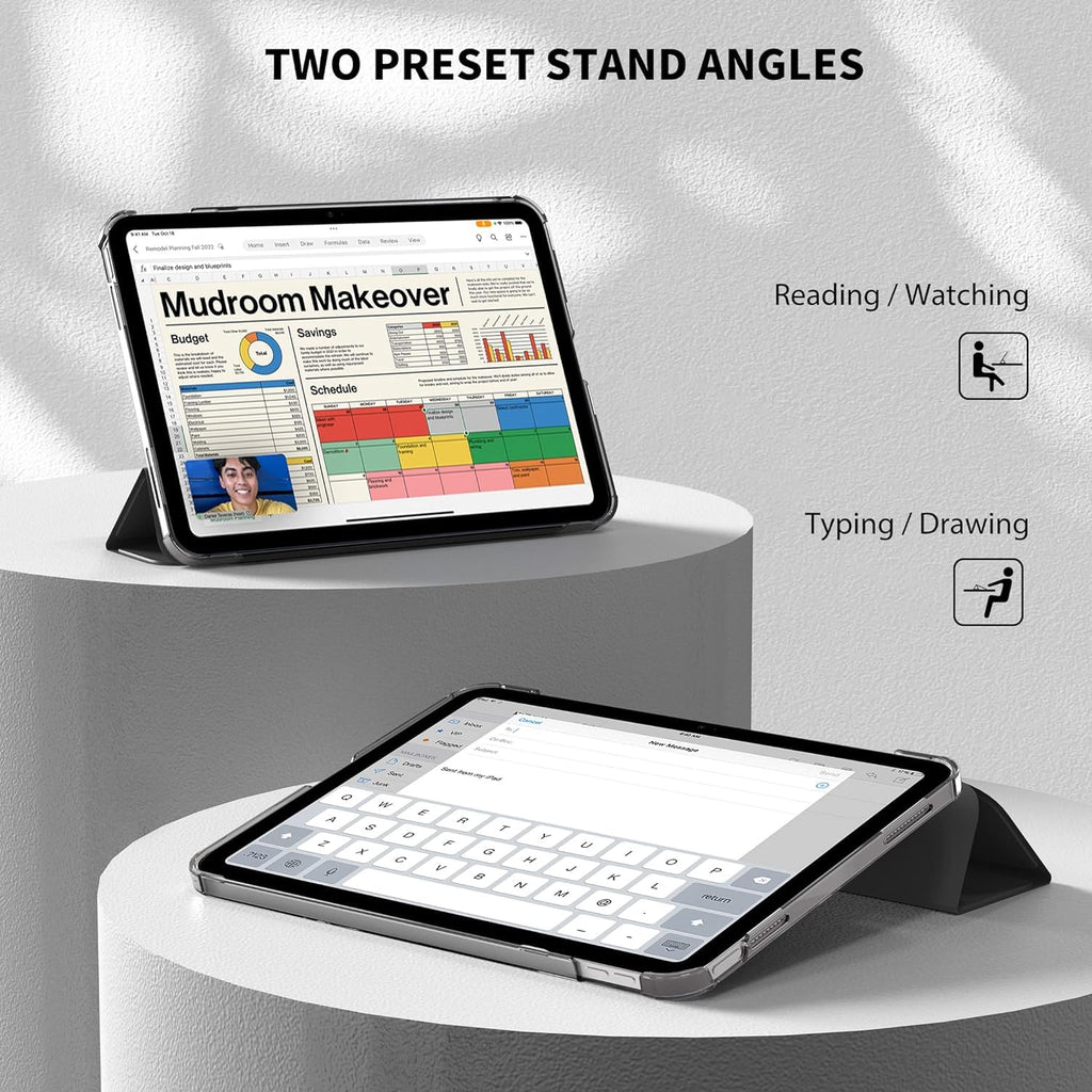 SU for A16 2025 11th / 10th Generation (2025/2022,11 inch/10.9 Inch), Slim Stand Hard PC Translucent Back Shell Smart Cover Case, Support Touch ID, Auto Wake/Sleep