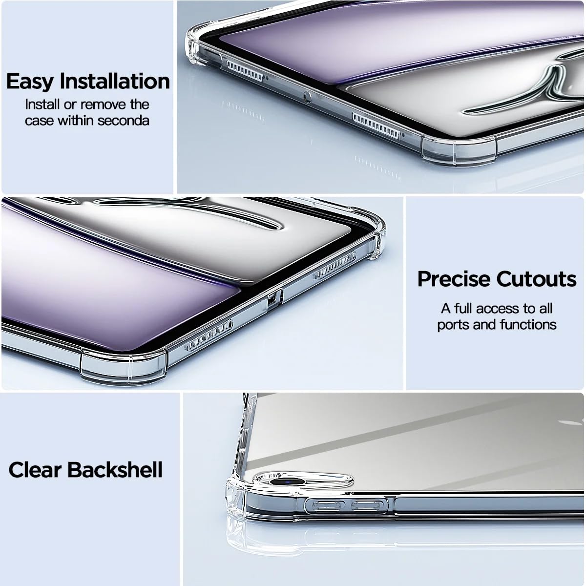 Case For Apple iPad Case Shockproof Crystal Thin Soft TPU Clear Bumper Cover