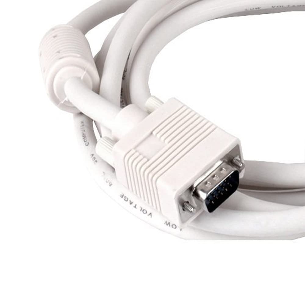 DV - 5 m – VGA Male to Male Cable for maximum quality, high-purity copper lines (Full HD, VGA to VGA, connects computer to screen, plasma TV & projector, 15-pin, monitor cable, White)