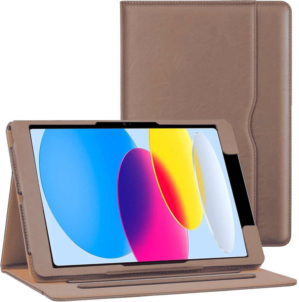 Leather Case For iPad A16 2025 11th / 10th Generation (2025/2022,11 inch/10.9 Inch) Premium Blue/Tan Leather, Magnetic Flip Stand Cover Auto Wake/Sleep