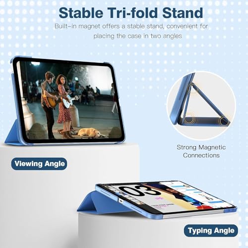 SU for A16 2025 11th / 10th Generation (2025/2022,11 inch/10.9 Inch), Slim Stand Hard PC Translucent Back Shell Smart Cover Case, Support Touch ID, Auto Wake/Sleep