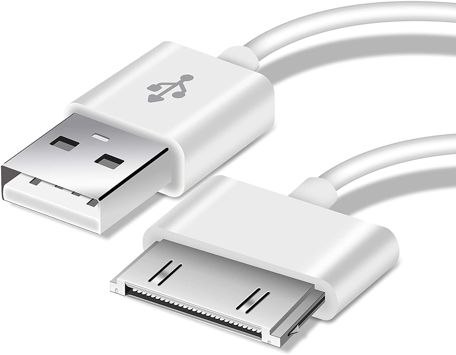 DIGITAL VANGUARD DISCOVERING POSSIBILITIES DV USB Sync and Charging Data Cable compatible with iPhone 4/4s, 3G/3GS, iPad 1/2/3, 30-Pin Cables Charger Lead - 1M White