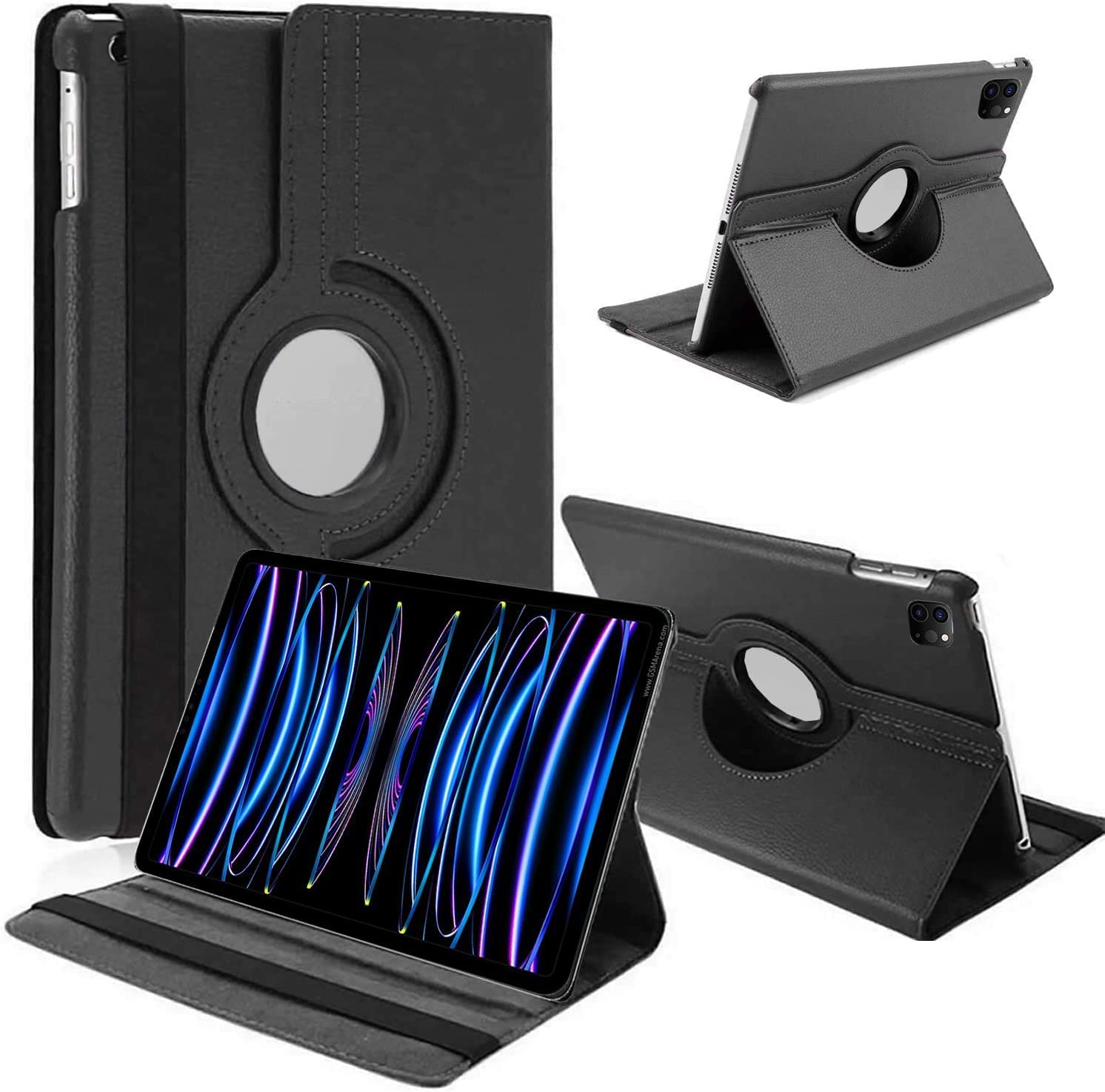 For iPad Pro 12.9 Case 4th 5th 6th Generation (2021/2020/2022 Model) 360 Leather Wallet Rotating Durable Protective Cover