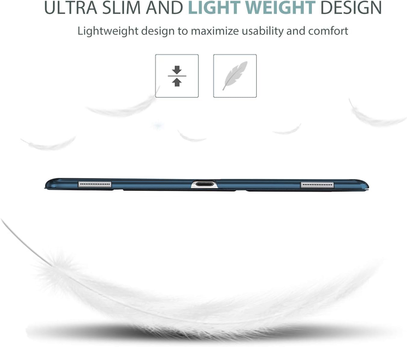 SU Case for iPad Pro 12.9 Case 2nd Generation 2017/1st Generation 2015(Model: A1584 A1652 A1670 A1671 A1821), Ultra Slim Lightweight Stand Smart Case with Translucent Frosted Back Cover