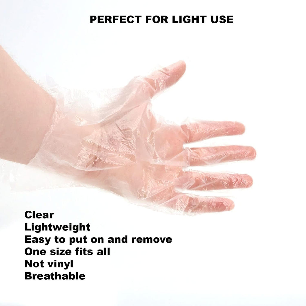 DV 100 Pack Disposable Gloves, Clear Polythene, Latex and Powder Free, Cleaning and Food Preparation Gloves for Kitchen, Ideal as Catering, DIY and Hair Dye Gloves